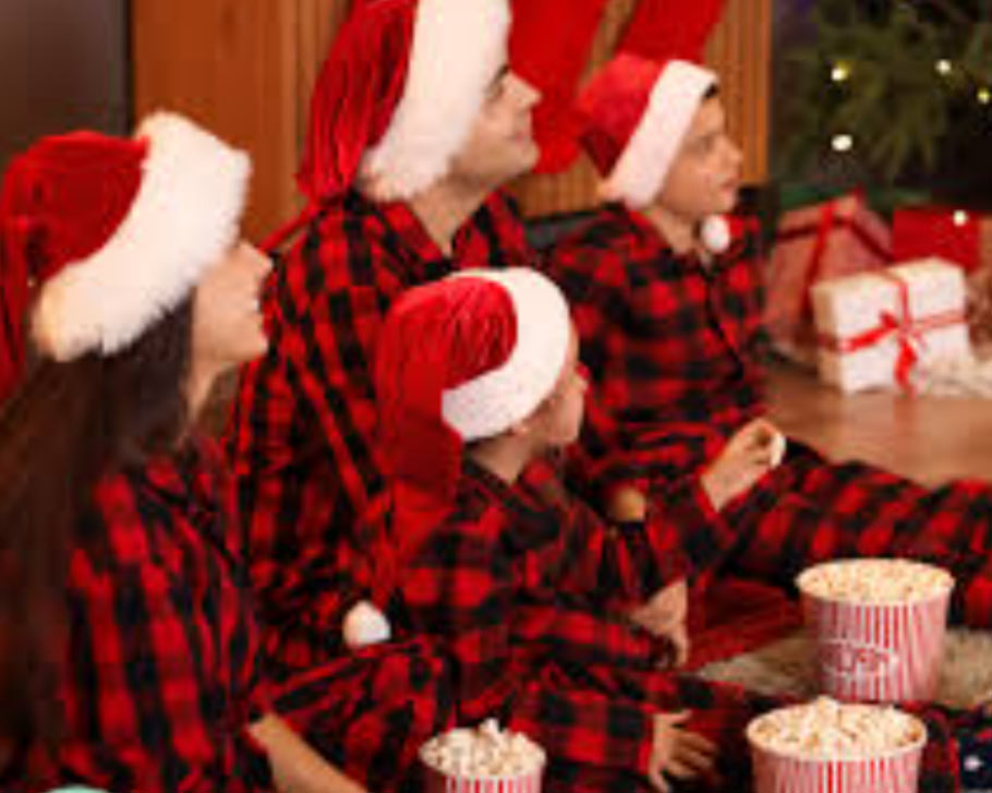 watching holiday movies (yes, even Die Hard) in Christmas pajamas is a great way to celebrate the season